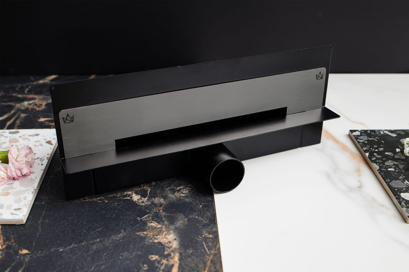 Super niski odpływ ścienny szczotkowany grafit