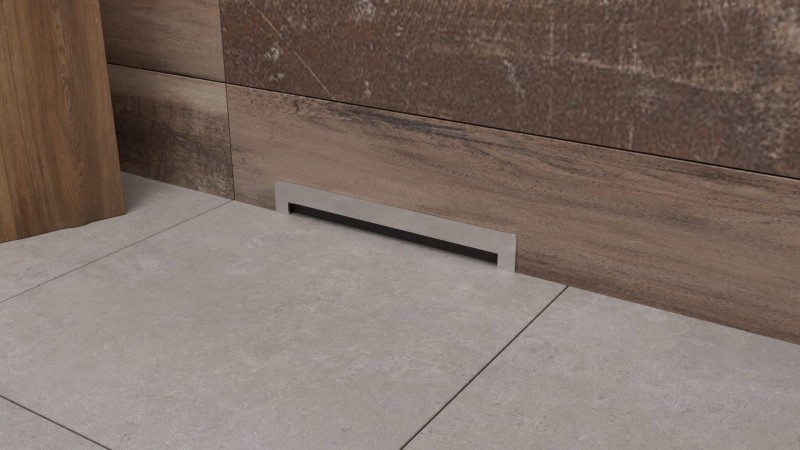 Stalowy odpływ ścienny w wykoczeniu szczotkowanym z serii Classic