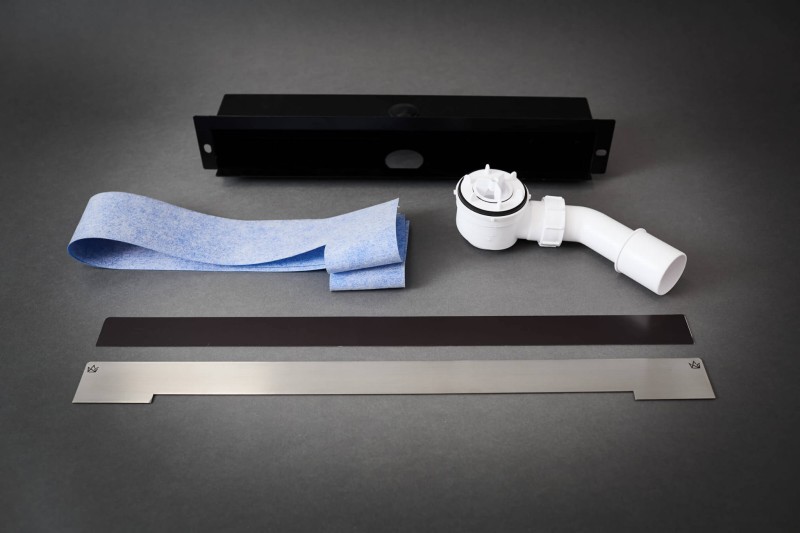 odpływ ścienny stalowy - zestaw