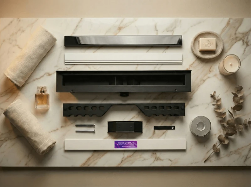 Rozłożony odpływ przyścienny grafitowy LINE PRO