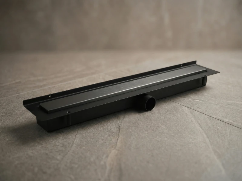 Grafitowy odpływ przyścienny LINE PRO złożony