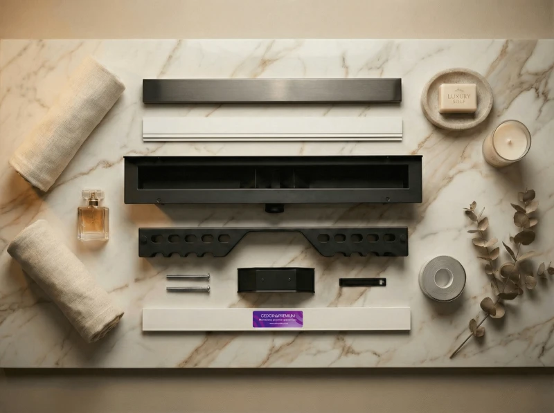 Rozłożony odpływ przyścienny grafitowy LINE PRO.