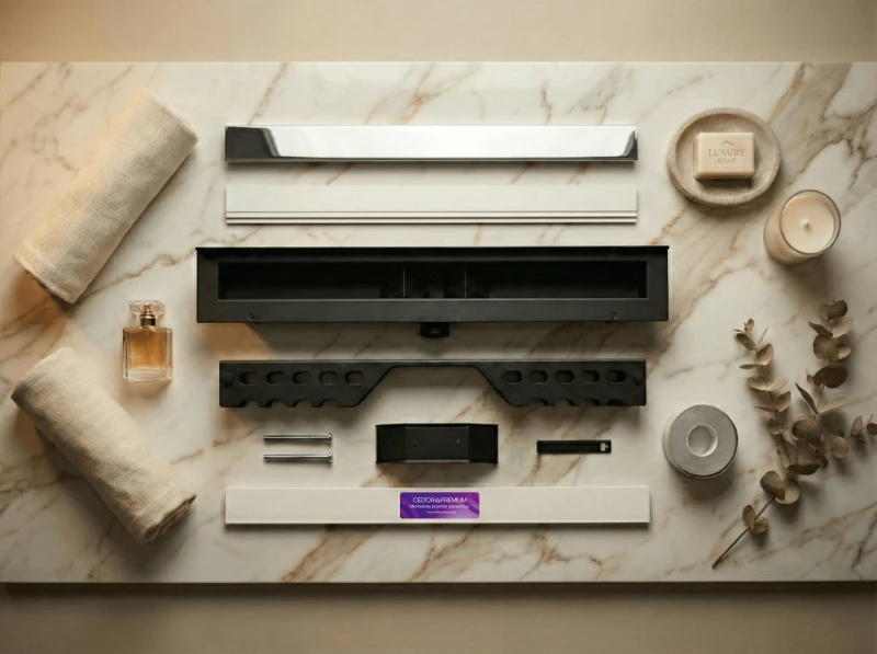 Rozłożony odpływ przyścienny stalowy LINE PRO