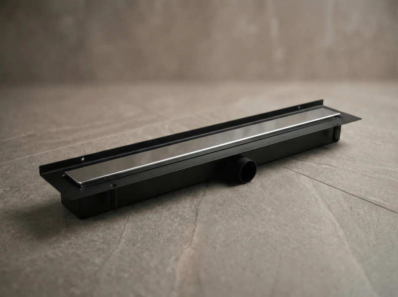 Złożony odpływ przyścienny stalowy błyszczący LINE PRO