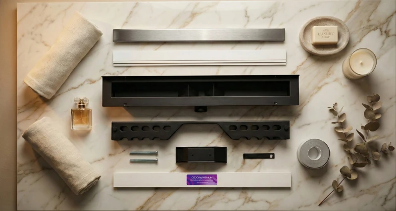 Rozłożony odpływ przyścienny stalowy LINE PRO