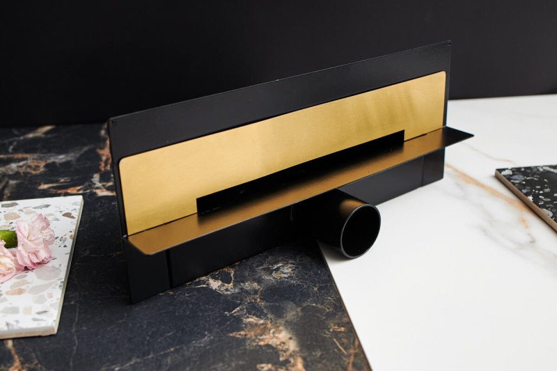 Super niski odpływ ścienny naturalne złoto szczotkowane