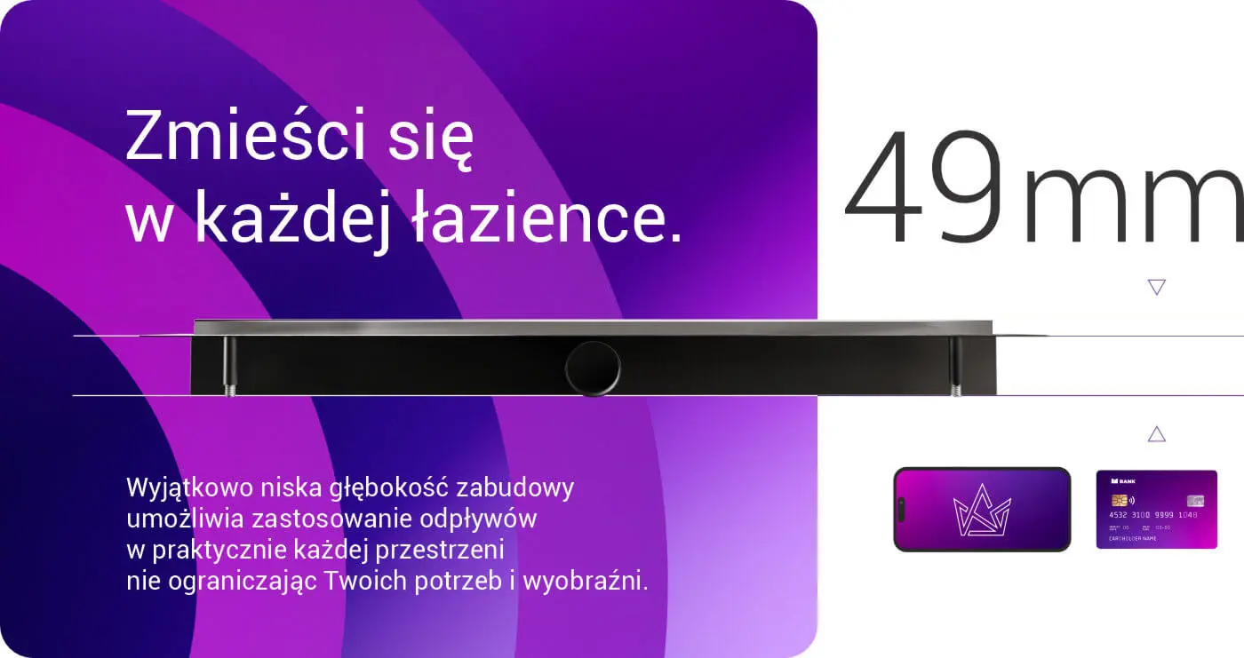 Najniższy na rynku odpływ liniowy LINE PRO - tylko 49 mm zabudowy!