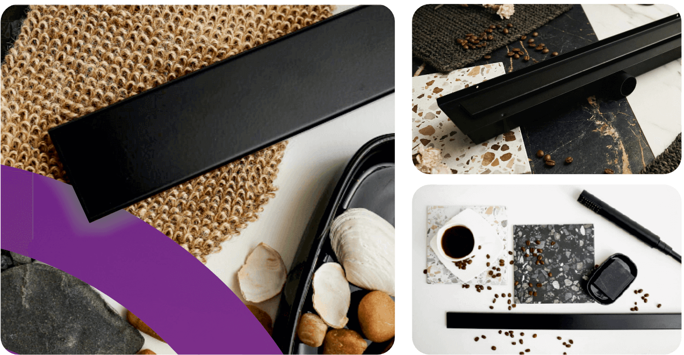 Odpływ liniowy przyścienny czarny LINE PRO 