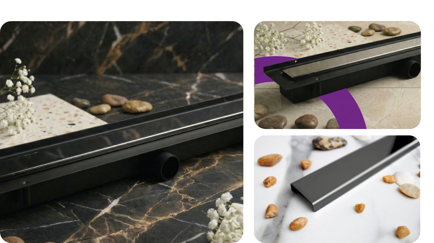 Odpływ liniowy przyścienny LINE PRO grafit chromowany