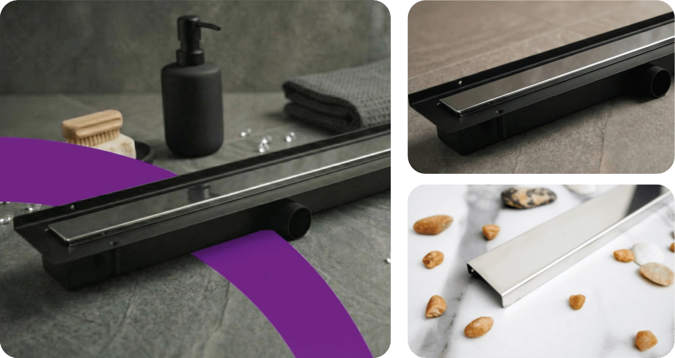 Odpływ liniowy przyścienny LINE PRO stalowy błyszczący