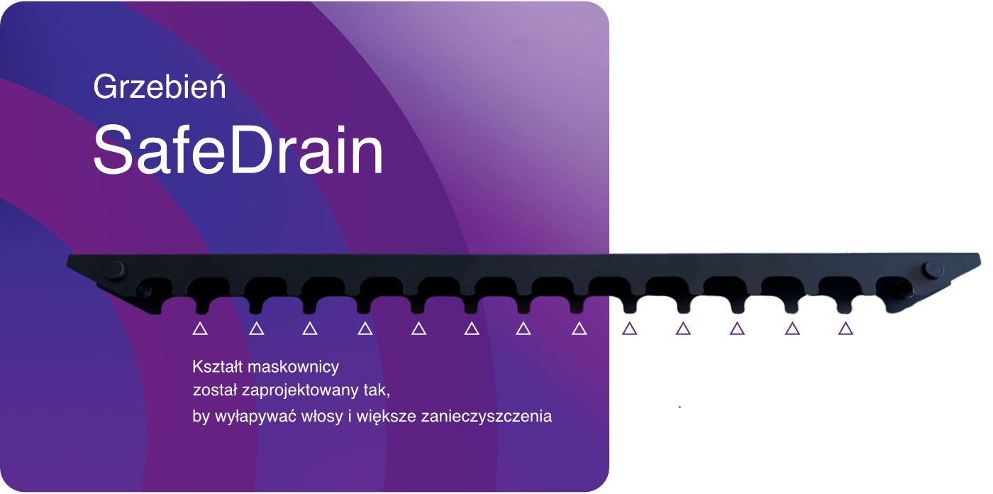 Wygląd maskownicy SafeDrain odpływu liniowego do umywalki CED'OR